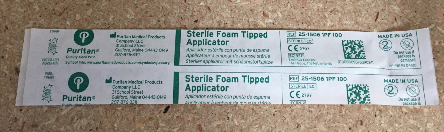 Puritan Sterile Foam Tipped Applicators, Box of 100