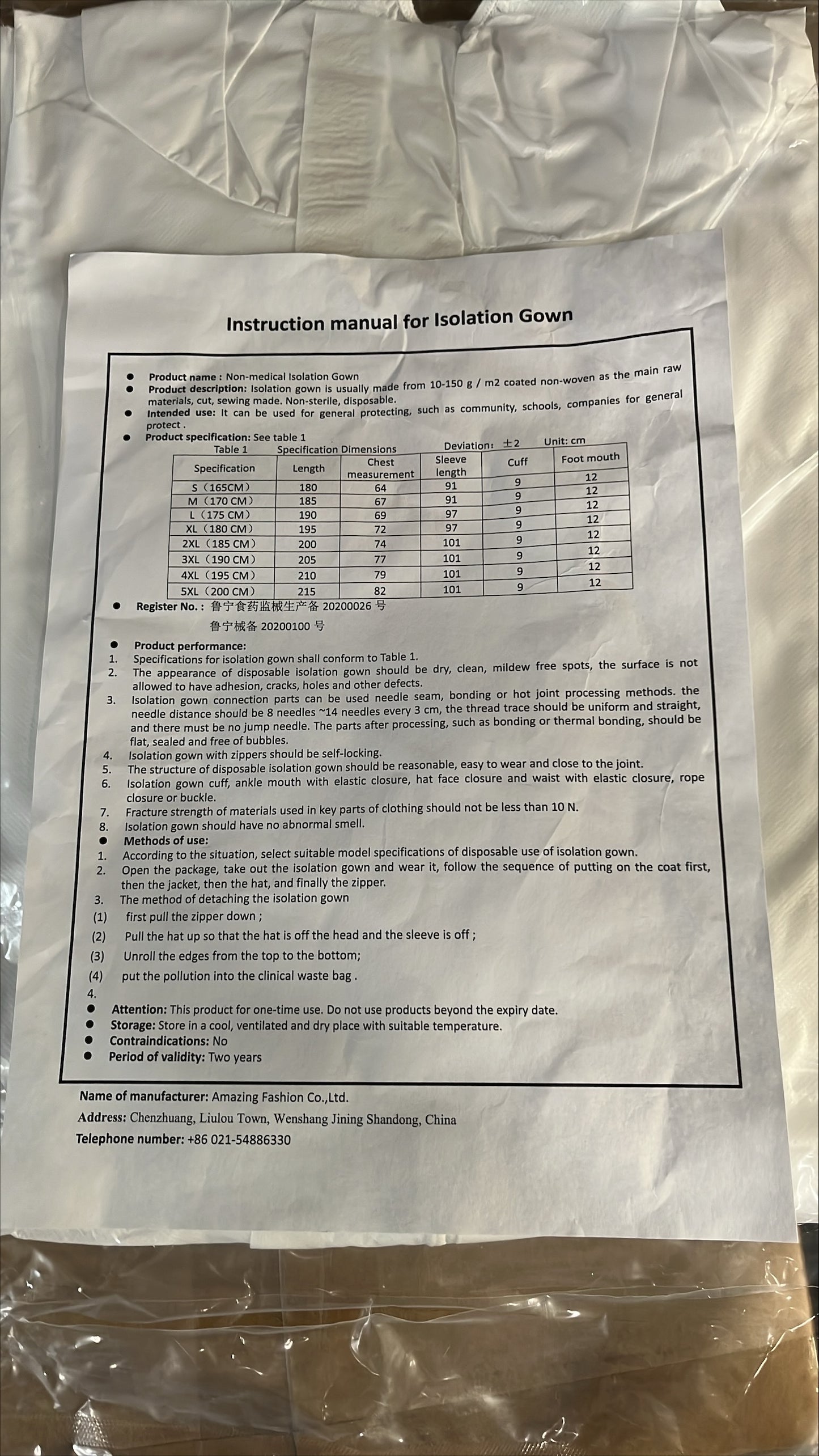 Coveralls, Variety of Sizes - Each