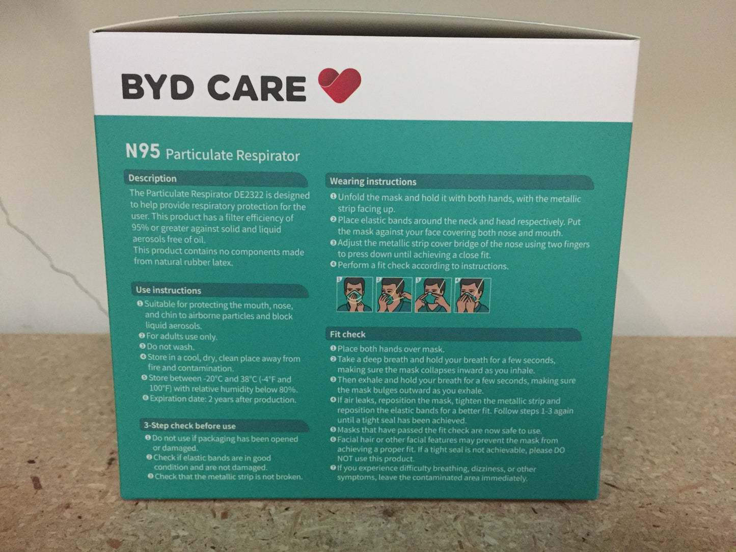BYD N95 Particulate Respirator, Box of 20