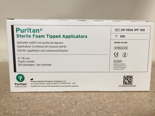 Puritan Sterile Foam Tipped Applicators, Box of 100