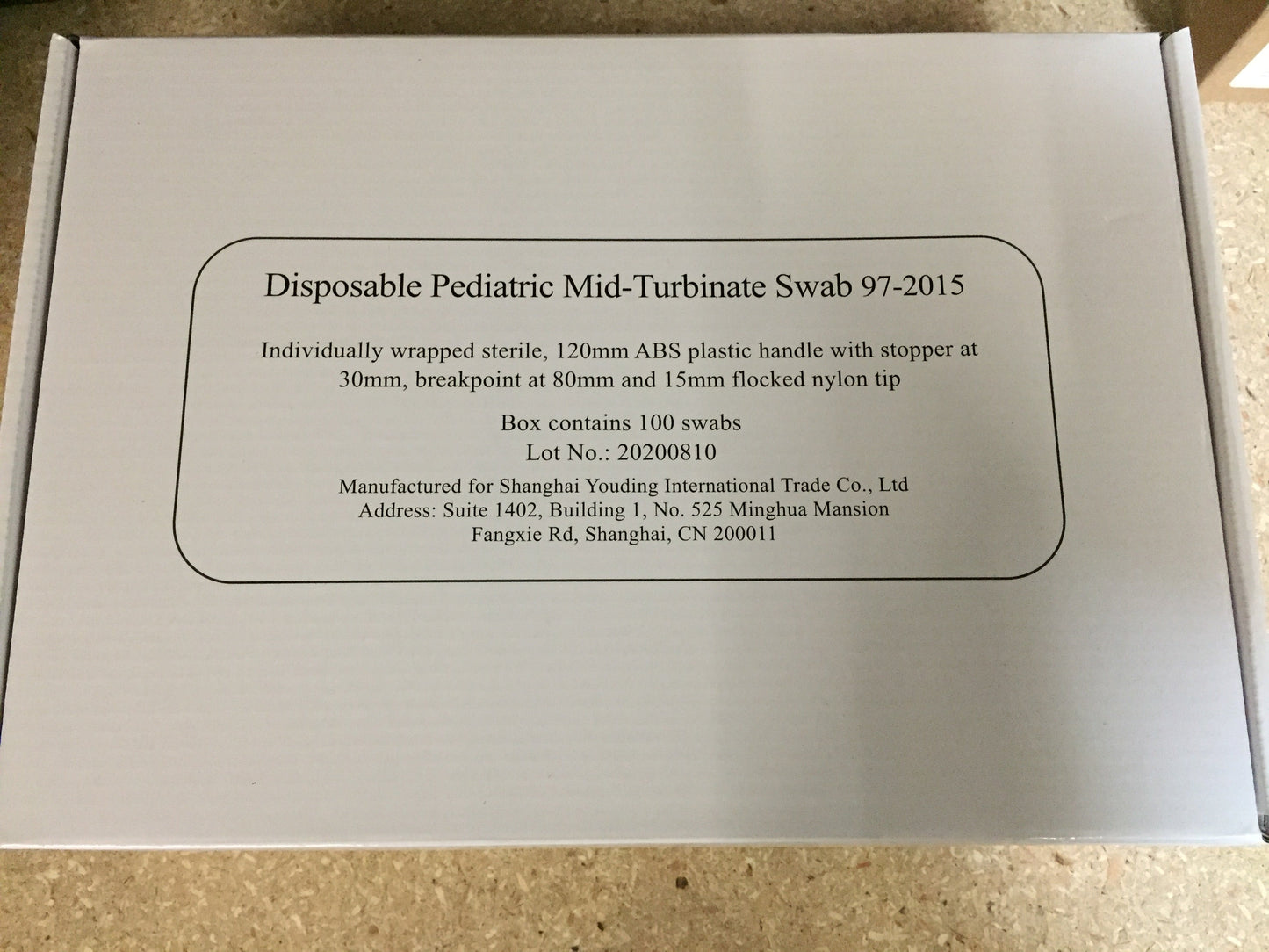 Pediatric Mid-Turbinate Swab, Box of 100