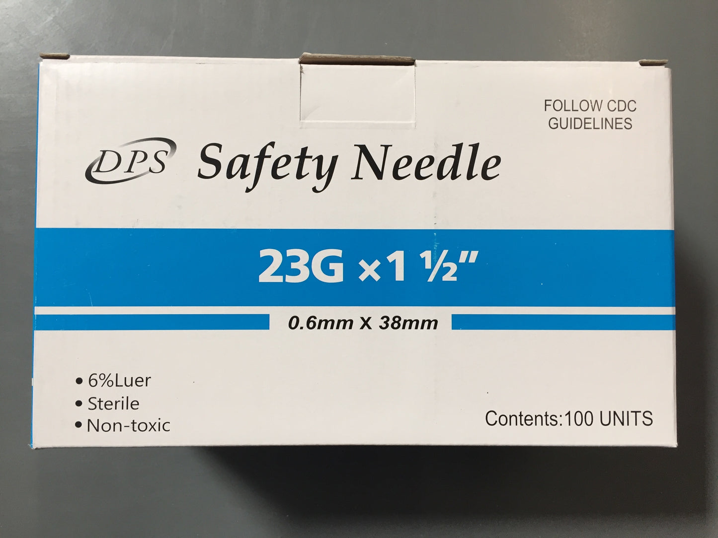 DPS Safety Needles 23G x 1 1/2", Box of 100