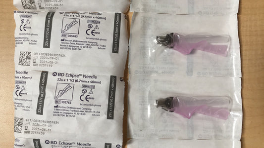 BD Eclipse Injection Needles 22G x 1.5", Box of 100